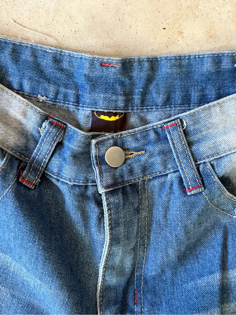 Batman Wide Leg Faded Skate Jeans Embroidered Back Pockets